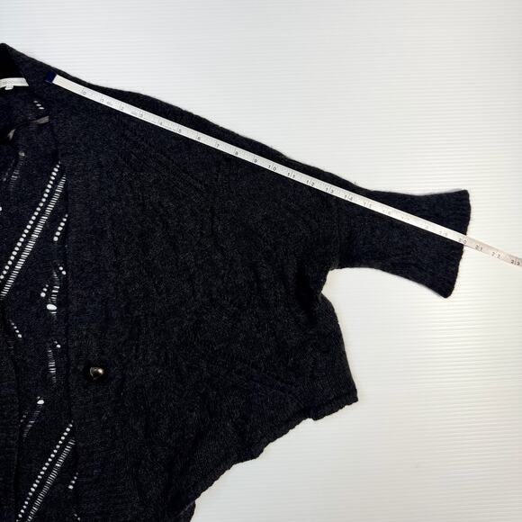 Cashmere Wool Open Knit Cape Cardigan Shawl Women's XS Gray Lagenlook Cozy - Picture 5 of 16